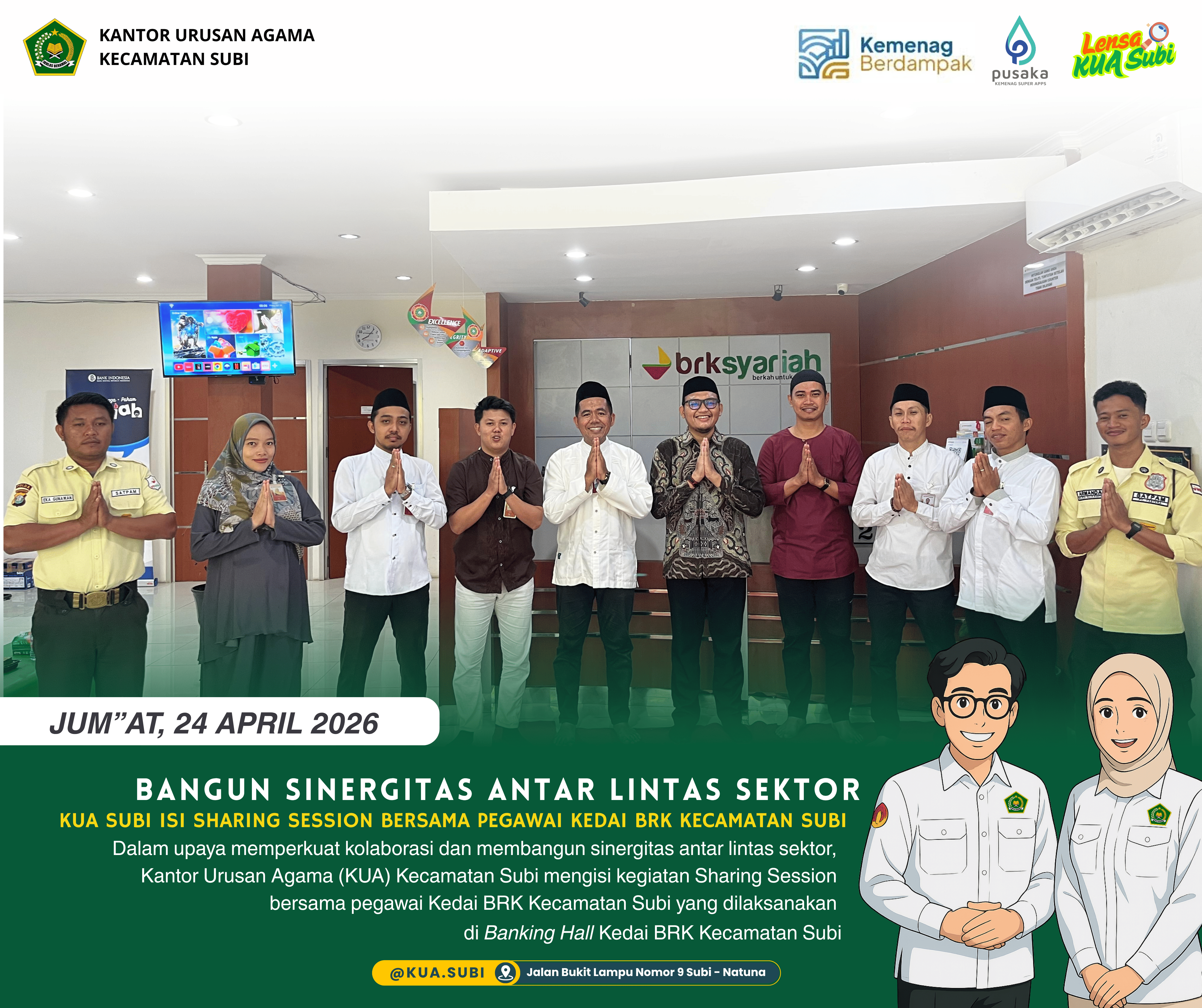 Bangun Sinergitas Antar Lintas Sektor, KUA Subi Isi Sharing Session Bersama Pegawai Kedai BRK Kecamatan Subi
